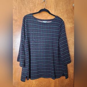 J. Jill Black & Red Ponte Pullover Sweater Boatneck